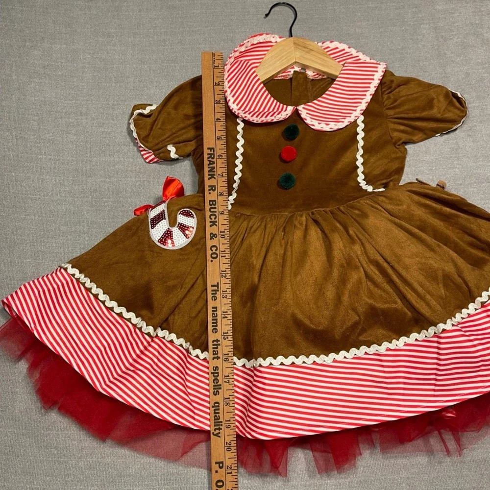 Girls‎ 3T-4T Gingerbread Dress Costume Toddler Child Christmas Holiday Party